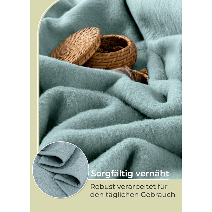 Плед LAYENBURG Premium з бавовняного міксу, 150x200 см, Eukalyptus (Евкаліпт), сертифікат Oeko-Tex 100