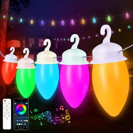 LED гірлянда для вулиці з таймером, 25+2 лампочки G40, 4 режими, димування, вологостійка, тепле світло, 15м, USB