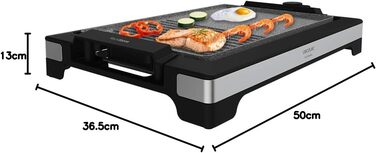 Електрична гриль-плита Cecotec Tasty&Grill 2000 InoxStone, 2000 Вт, нержавіюча сталь, регульована температура, антипригарне покриття
