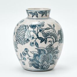 Керамічна ваза для квітів ручної роботи, 15.2 см, у стилі Бохо, декор для дому, теракота, для вітальні, столу, полиці, каміну, в сільському стилі, сіра (блакитно-біла)