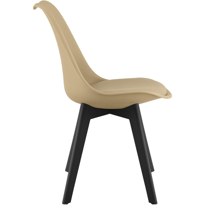 Обідні стільці - Чорні, з м'яким сидінням з екошкіри, поліпропіленові ніжки, сучасний дизайн, набір 4 шт.