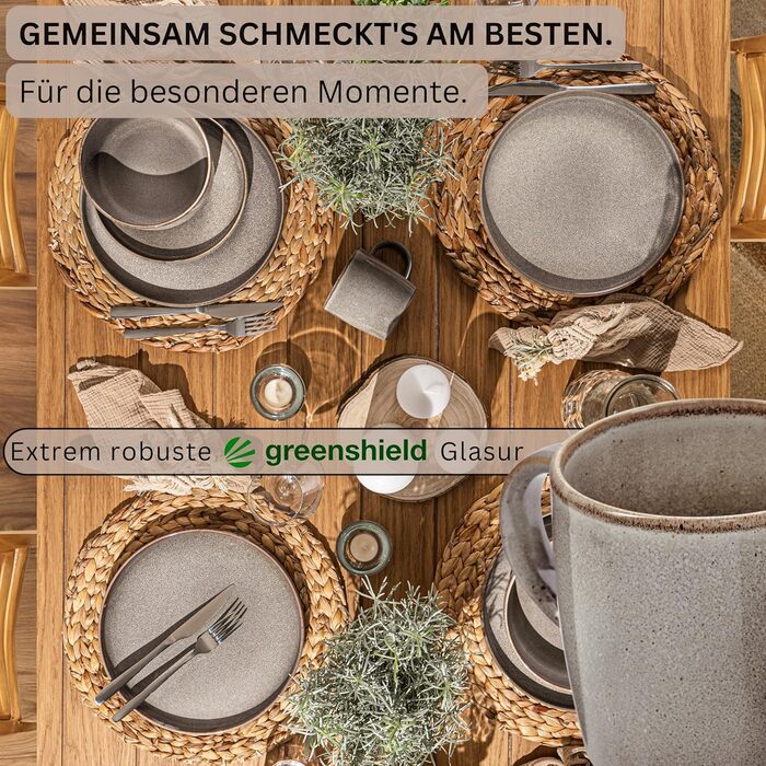 Набір кавових чашок SÄNGER Kairo Graphit (6 шт.) з каменю, 400 мл, для 6 осіб, миючі в посудомийній машині та придатні для мікрохвильової печі, коричневий мокка