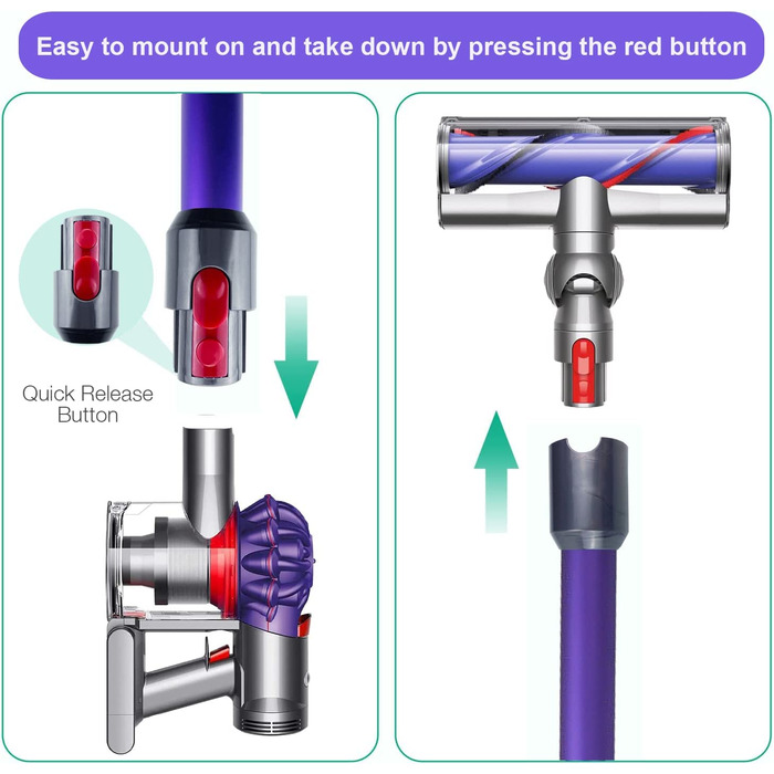 Подовжувальна трубка ailomey з швидким випуском для пилососа Dyson V15 V11 V10 V8 V7, запасні частини Подовжувальна трубка 72 см, фіолетові аксесуари для труб фіолетового кольору