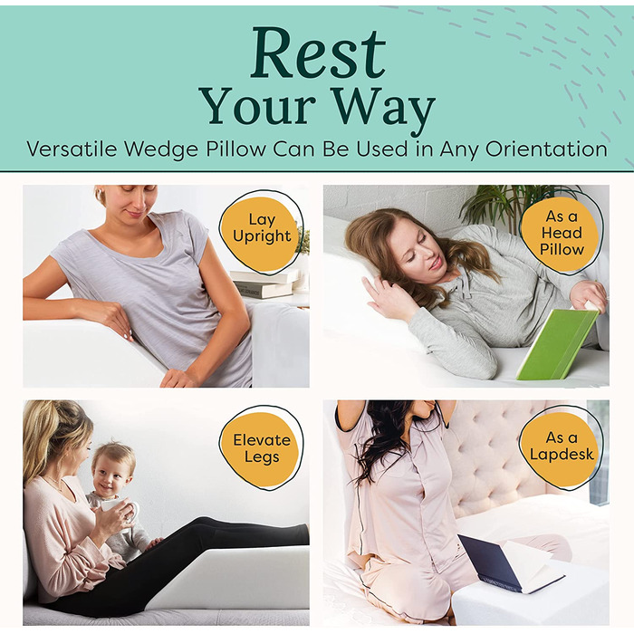 Бамбукове подушка-валик під ноги та коліна Zen - для підйому ніг та зняття напруги - зручна подушка-валик для ліжка та дивану - знімний чохол