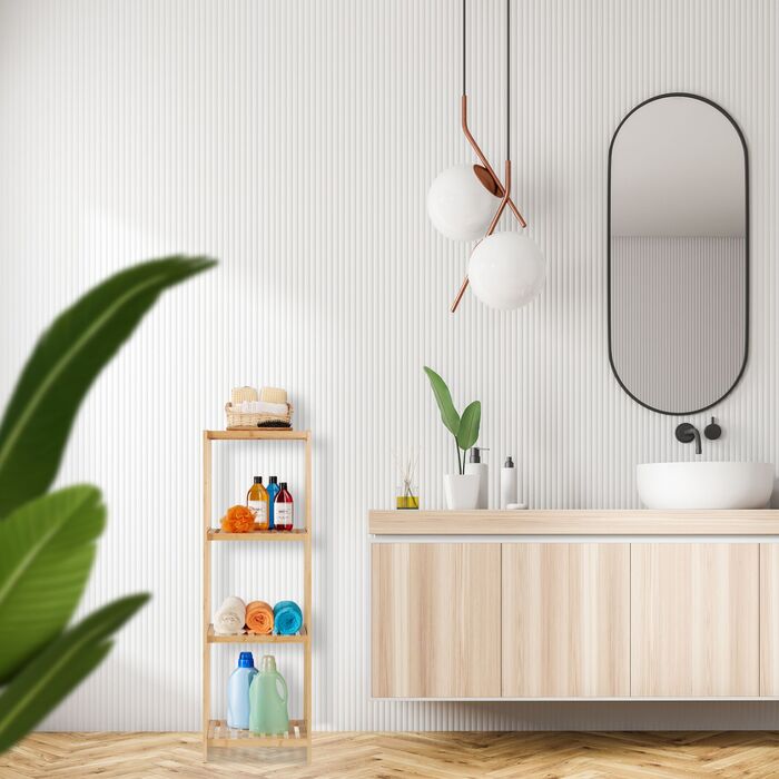 Поличкова стійка Relaxdays Бамбук з 4 ящиками