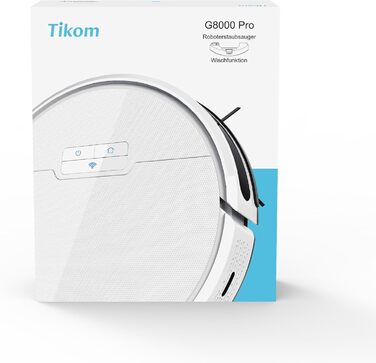 Робот-пилосос Tikom G8000 Pro з функцією миття підлоги, 4500 Па, 150 хв, Wi-Fi, для шерсті домашніх тварин, килима, твердої підлоги