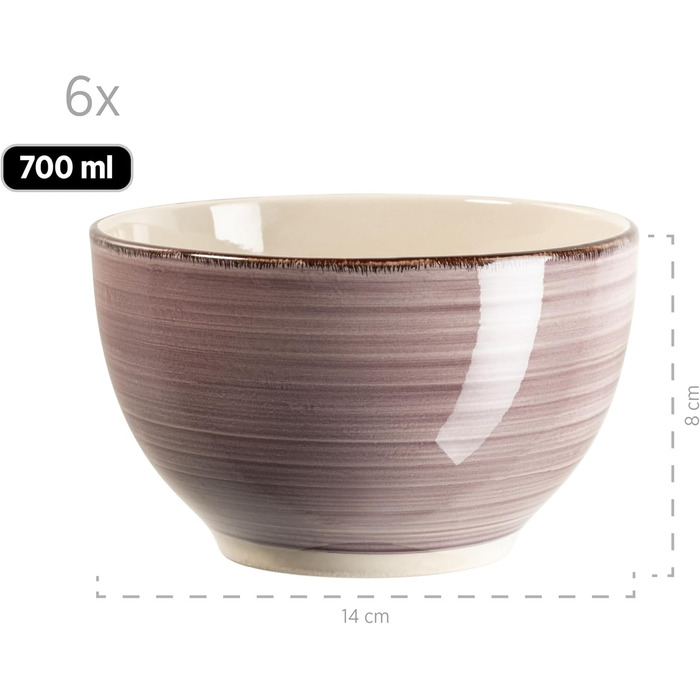 Набір посуду MÄSER Bel Tempo II (30 предметів) для 6 осіб, ручної роботи, блакитний, кераміка, Steingut (Berry)