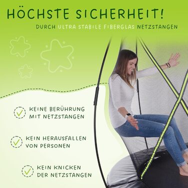 Батут Kinetic Sports 'Ultimate Pro' Ø 305 см для дітей з драбиною та захисною сіткою - чорно-неоново-зелений