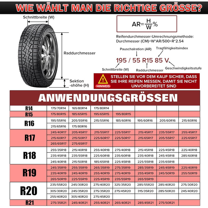 Захисні чохли для шин Moveland 18-22 дюйми (4 шт.) - водонепроникні, пилонепроникні, для зберігання та транспортування