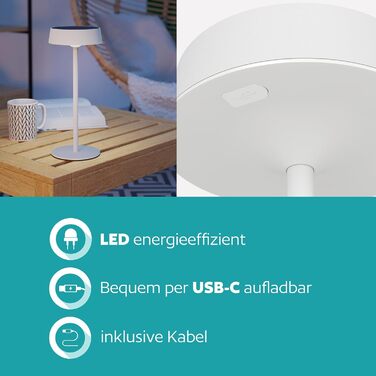 LED сонячна настільна лампа EGLO Simeri для вулиці, бездротова, акумуляторна, торкання, регулювання яскравості, металева, IP54