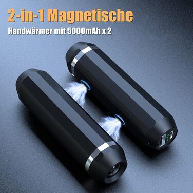 Електричний грілка для рук 10000mAh з Power Bank, багаторазовий, 3 режими нагріву, для активного відпочинку - чорний