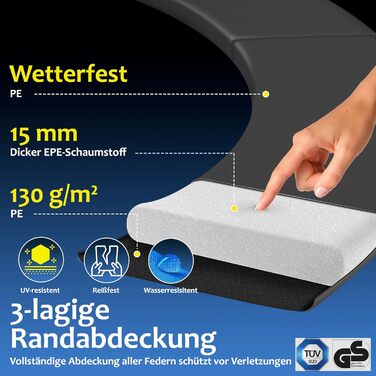 Батут KESSER для дітей та дорослих Ø244/305/366/427 см з сіткою, драбиною, захисним покриттям та сумкою - до 150 кг, помаранчевий