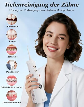 Електрична насадка для душу Munddusche: 5 струменів, 4 режими, для догляду за порожниною рота, водонепроникність IPX7, для дому та подорожей