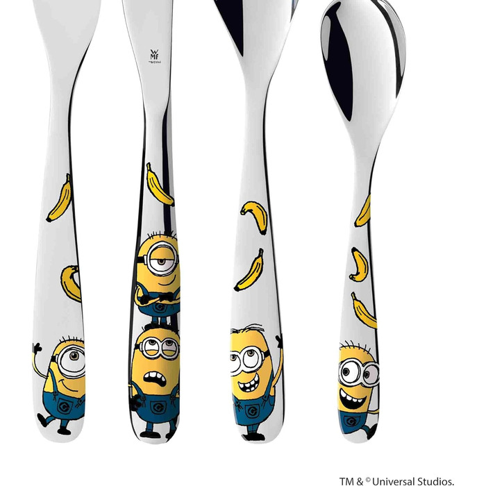 Набір дитячого столового прибору Minions WMF Cromargan, 4 шт., нержавіюча сталь, від 3 років, без гравіювання, придатний для миття в посудомийній машині