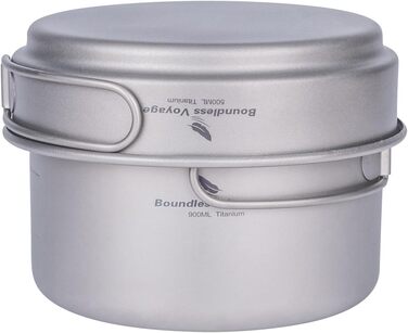 Набір кухонного посуду Boundless Voyage з титанових каструль та сковорідок для кемпінгу та пікніків Ti1585B