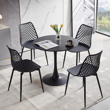 Круглий обідній стіл для кухні, вітальні, балкону. Діаметр 70/80 см, білий/чорний