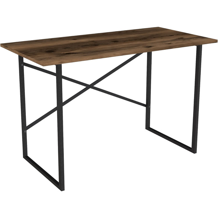 Письмовий стіл Tjeldsund Офісний стіл з металевим каркасом Робочий стіл для домашнього офісу Комп'ютерний стіл в промисловому дизайні (Дуб антик, 120x60x75см)