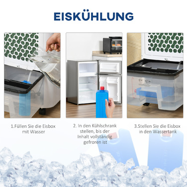 Мобільний кондиціонер 10л 4-в-1 з водяним охолодженням, зволоженням повітря, таймером на 8 годин, пультом дистанційного керування, для приміщень до 20㎡, потужністю 60W, матеріал корпусу ABS, колір білий+чорний, розміри 38,2 x 31,6 x 76 см