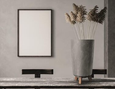 Плантатор BirnePower Gracia Slim 44,5 см – Сучасний горщик з ніжками, бетонна текстура, стійкий до УФ та погодних умов, елегантний кашпо для балкона, саду, інтер'єру – Антрацит, висота 44,5 см