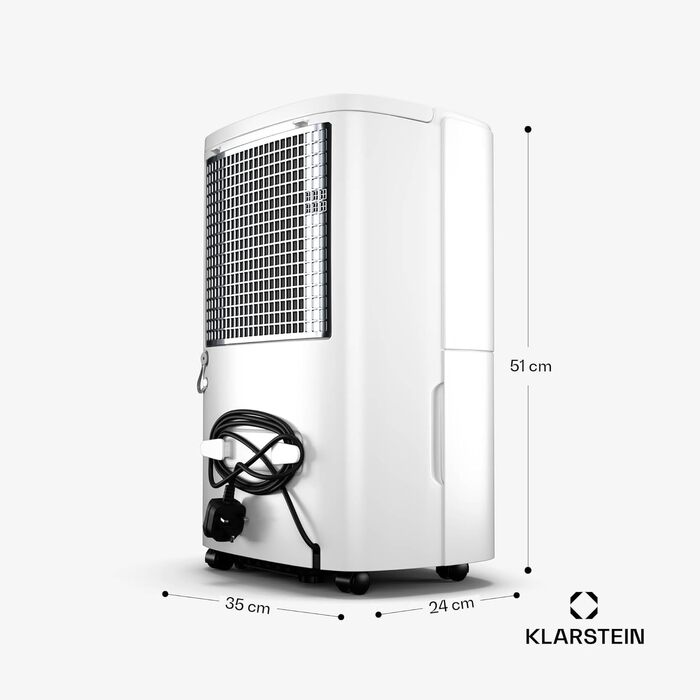 Електричний осушувач повітря Klarstein DryFy 20L - 20 л/добу, 20 л, 400 Вт, білий, з функцією сушіння білизни