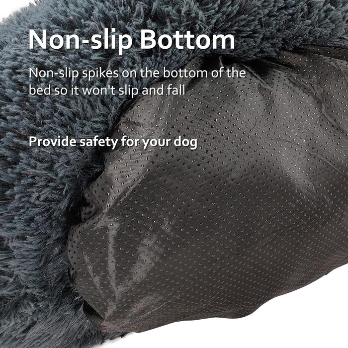 Лежак для собак AZOMKER 100 см, лежанка для котів, подушка-пончик, миється, Пухнастий кошик для собак XXL, темно-сірий