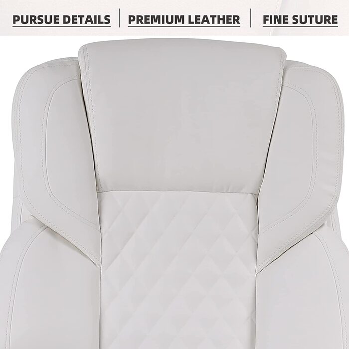 Керівницьке крісло KCREAM 9301 з підставкою для ніг до 250 кг біле