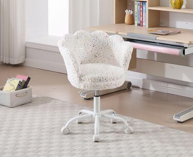 Дитячий стіл-крісло регульований, обертовий крісло з велюру, крісло для дівчаток, крісло для навчання, біле