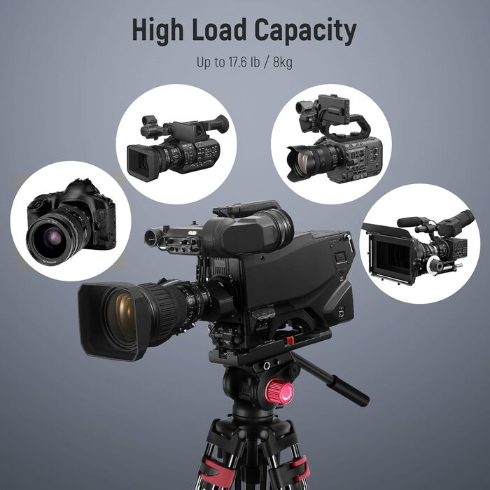 NEEWER відеоштатив 200 см з алюмінію, 360° флюїд-голівка, для DSLR камер Canon, Nikon, Sony, вантажопідйомність 8 кг