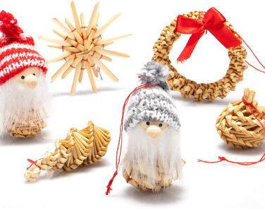 Набір солом'яних зірок com-four es-прикраси для різдвяної ялинки-підвіски з соломи для різдвяної ялинки-підвіски з натуральної ялинки-різдвяні прикраси (Mix2, 112 шт.)