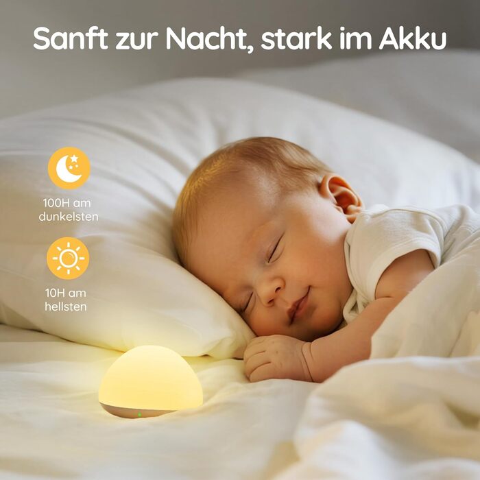 Нічник дитячий JolyWell RGB, силіконовий, USB акумулятор, з таймером, димування, сенсорний, для ліжечка, декор кімнати, подарунок білий