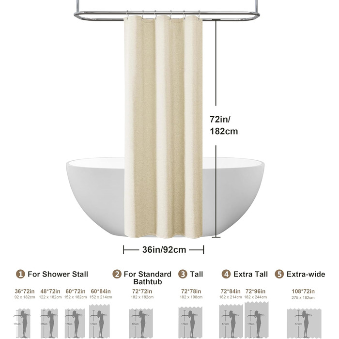 Штора для душу з льону з металевими кільцями, 182x182 см, темно-синій (Marineblau)