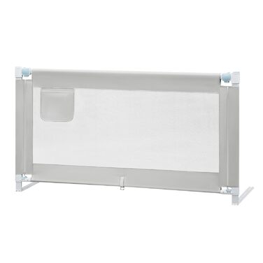 Бортик для ліжка WOLTU 150 см, захисний бортик для дітей та немовлят, регульована висота 69-87 см, тканина Оксфорд, металевий каркас, світло-сірий