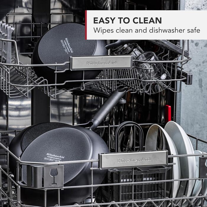 Сковорода-гриль KitchenAid 28 см Classic з антипригарним покриттям, алюміній, для індукційних плит, сумісна з духовкою до 160°C, можна мити в посудомийній машині