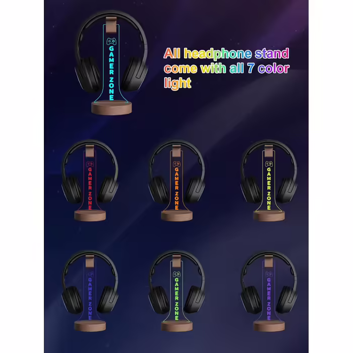 Дерев'яна підставка для гарнітури YuanDian Gamer Zone RGB, 16 кольорів, декор ігрової кімнати, подарунок для геймерів