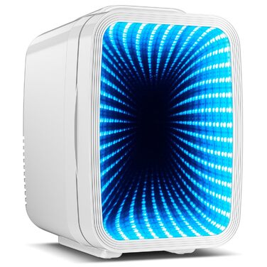 Міні-холодильник BEICHEN 4Л з RGB-підсвіткою, 2в1 (охолодження та підігрів) для напоїв, косметики та геймінгу, 220В/12В, білий