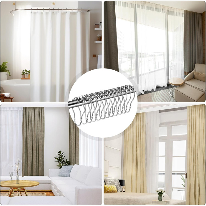 Набір з 12 металевих кріплень для душової завіси LIHAO, гачки для душу, 69x39 мм