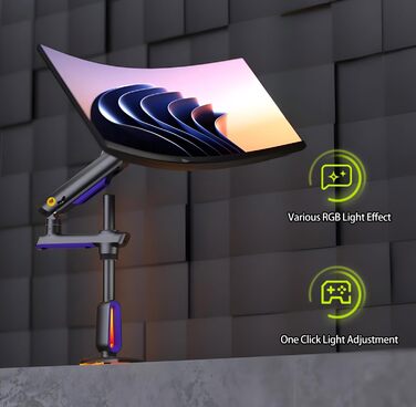 Кріплення для монітора NB Ergonomic RGB, 32-60 дюймів, плоске/вигнуте, максимальне навантаження 20 кг, VESA 75/100 мм (темно-синій)