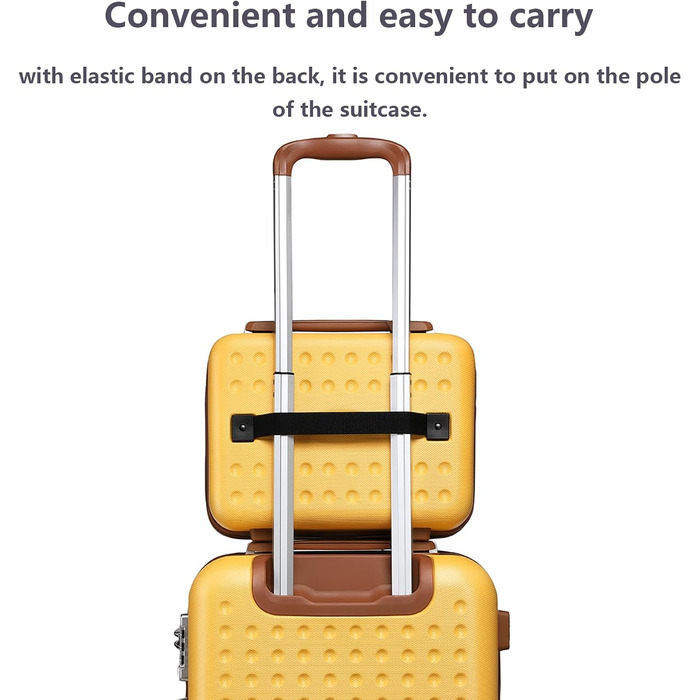 Валіза-тележка KONO з жорсткою оболонкою, 76x50x31 см, білий колір (з жовтим та косметичним набором)