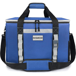 Велика сумка-холодильник INSMEER 48 л/25 л складна, Термальна сумка 65/32 Can, сумка-холодильник для пікніка, сумка для ланчу, водонепроникна ізольована сумка для подорожей, пікніка, автомобіля, покупок синього кольору-48 л