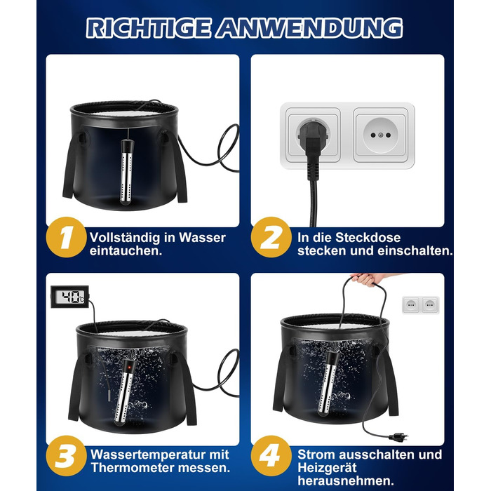 Портативна кемпінгова душова система WADEO з акумулятором, насосом та нагрівачем, 20л бак, для відпочинку, подорожей, автомиття та надзвичайних ситуацій