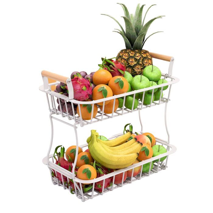 Relaxdays Двоярусний металевий фрутниця з ручками