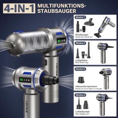 Акумуляторний ручний пилосос Yomile AD10 для авто та дому, 27000Па, 150Вт, бездротовий портативний міні-пилосос з функцією обдуву