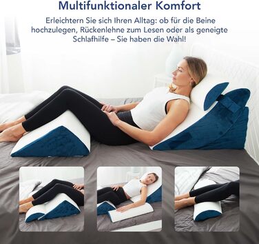 Набір подушок Keilkissen 4 шт. | Ергономічний набір подушок 12 в 1 з знімним та пральним чохлом для сну та читання