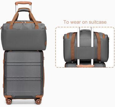 KONO Набір валіз 4 шт. з жорстким корпусом та TSA замком. Валізи середнього та великого розміру, ручна поклажа, 40x20x25 см, сірий/коричневий. Набір валіз Trolley Set