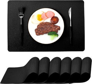 Набір столових серветок, термостійкі, миючі, для кухні, обіднього столу, декор, чорні, 6 шт.