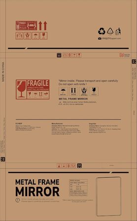 Дзеркало Keonjinn Wand Spiegel 40x50 см з металевим каркасом, прямокутне, для ванної, вітальні, спальні, коридору. Чорний колір.