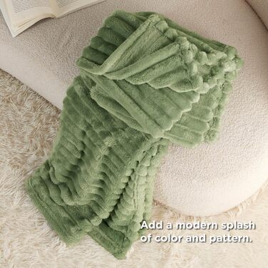 BEDSURE Плед великий 220x240 см - теплий, м'який, для декору кімнати, плед на диван, вовняний, флісовий, XXL, білий (150 x 200 см, Reseda)