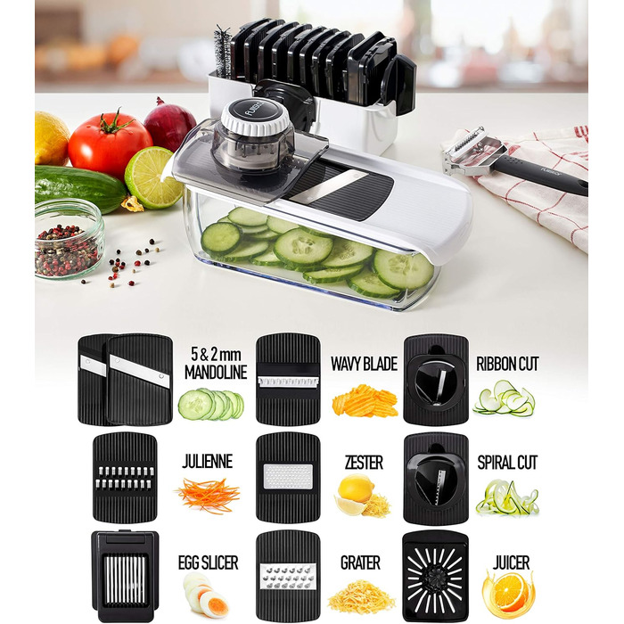 Мандоліна для нарізання овочів Gemüsehobel: нарізчик овочів, тертка для овочів, слайсер для кухні (11-в-1)