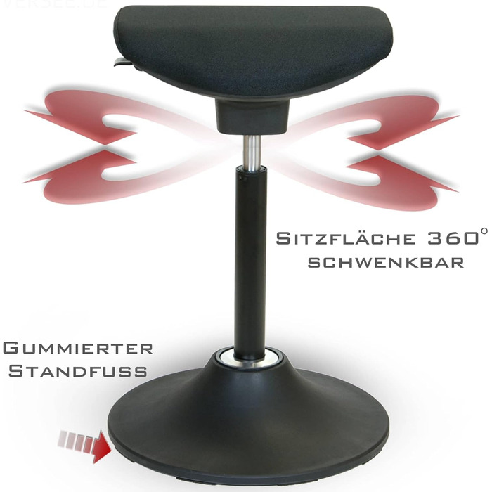 Крісло-трансформер VERSEE V1703 з тканини, чорне: регульована висота, поворотне, для офісу та дому