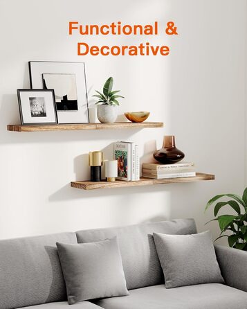 Полиця настінна Pipishell Wandregal Holz 40 см, набір 4 шт., дерево Paulownia, плаваюча полиця для кухні, ванної, спальні, офісу (світло-коричнева)